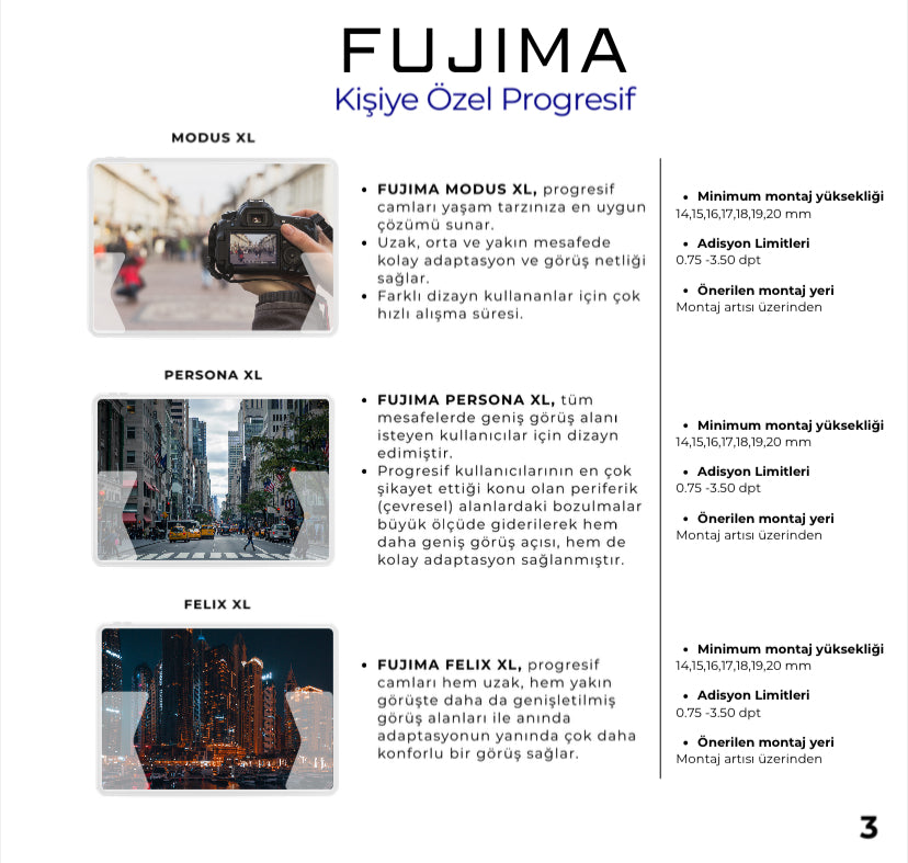 Fujima Kişiye Özel Progresif Camlar