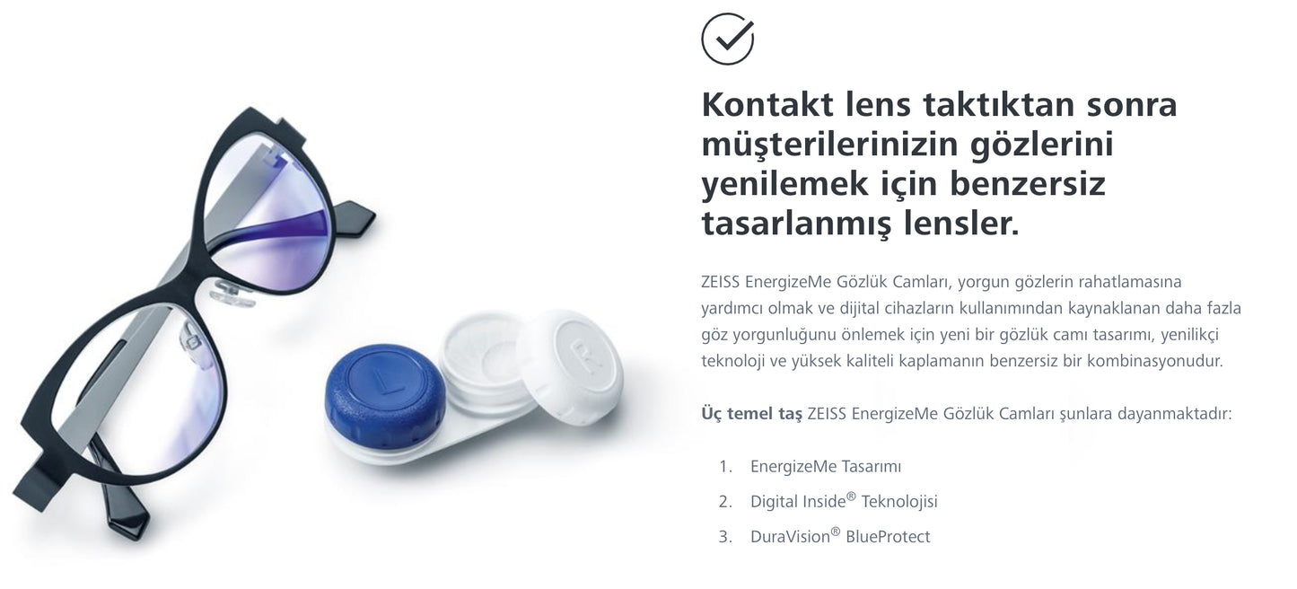 Zeiss EnergizeMe Tek Odaklı Camlar