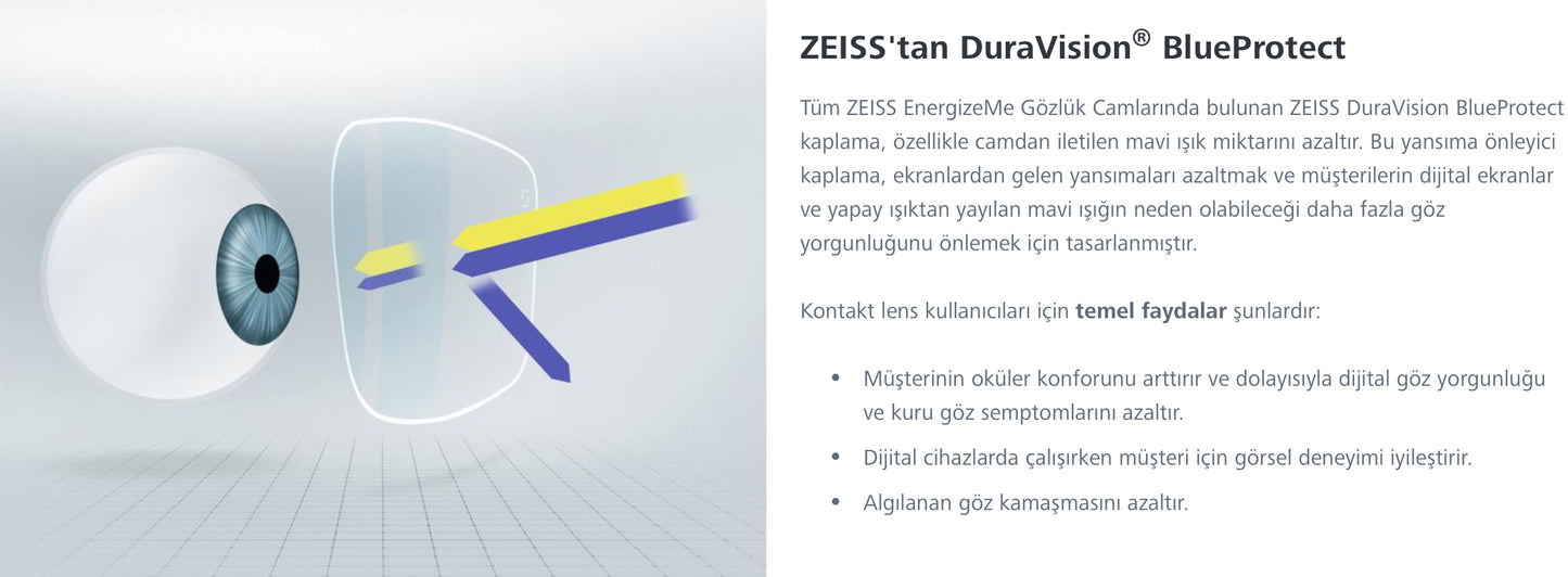 Zeiss EnergizeMe Tek Odaklı Camlar