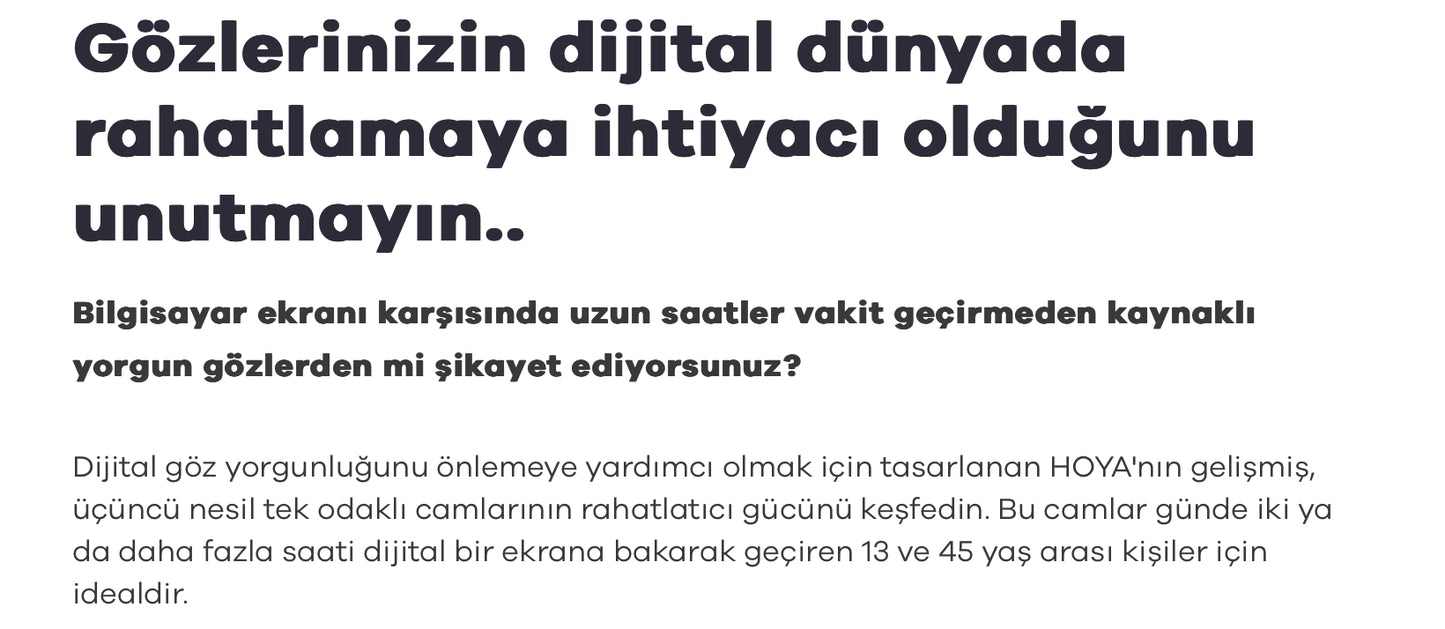 Hoya SYNC 3 Tek Odaklı Dijital Camlar