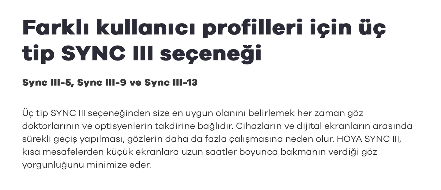 Hoya SYNC 3 Tek Odaklı Dijital Camlar