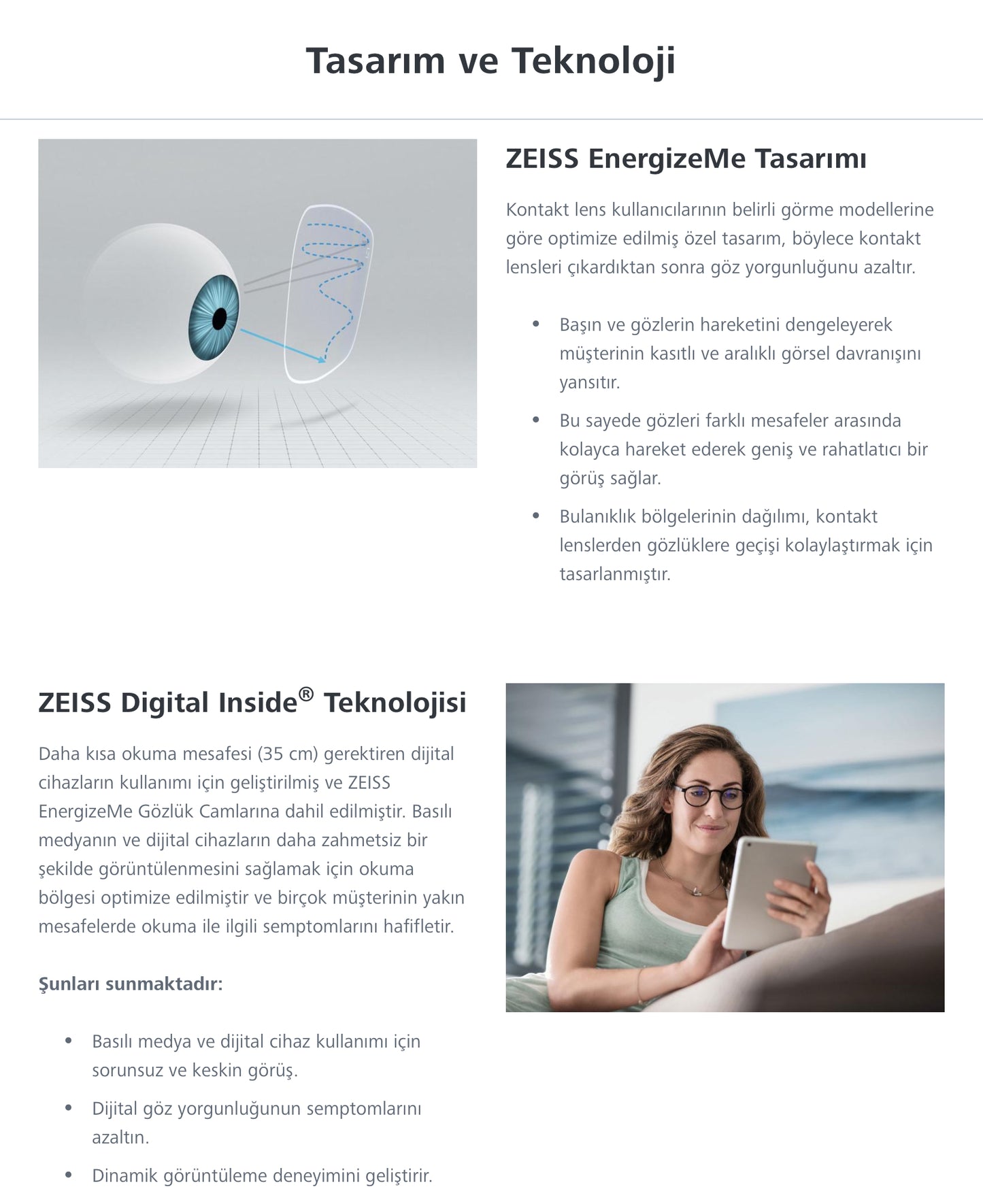 Zeiss EnergizeMe Tek Odaklı Camlar