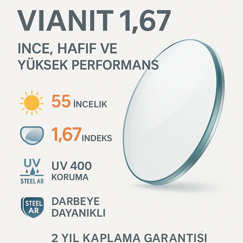 Hawkplus 1.67 Vianit Tek Odaklı Cam