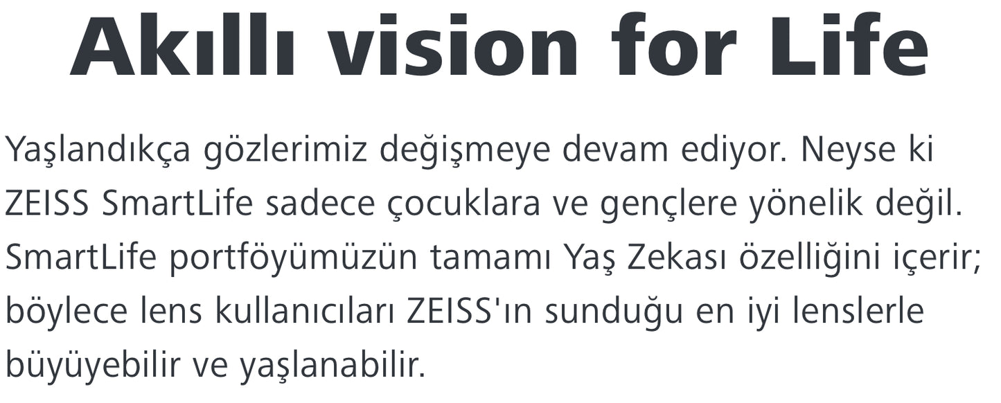 Zeiss SmartLife Young Çocuklar için özel Cam