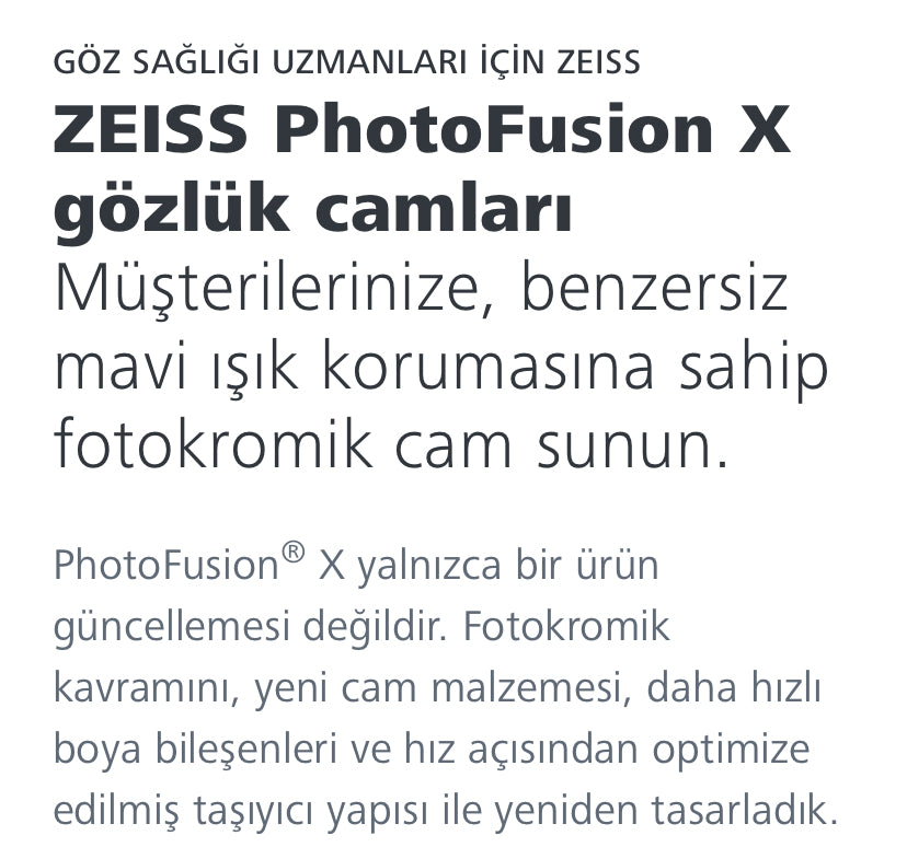 Zeiss 1.50 & 1.60 & 1.67 ClearView™ BlueGuard PhotoFusion X