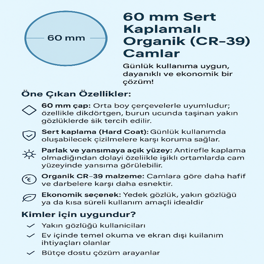 Kaplamasız 60mm Organik Camlar
