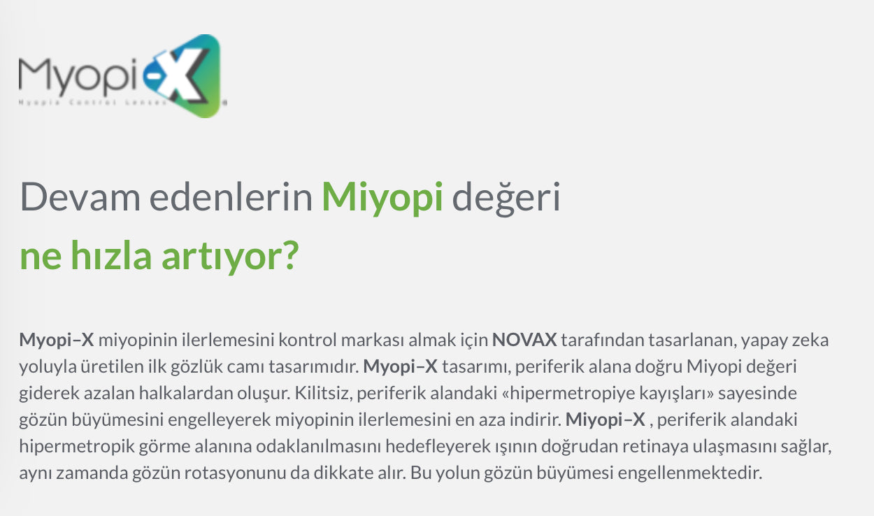 Nowax Miyopi-X Çocuklarda Miyopi Kontrol Camı
