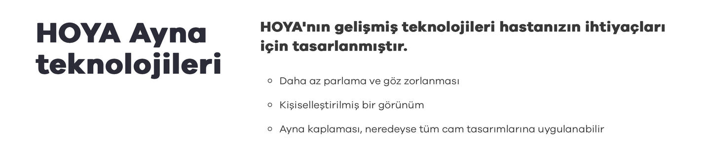 Hoya Polarize Tek Odaklı Özel Üretim Camlar