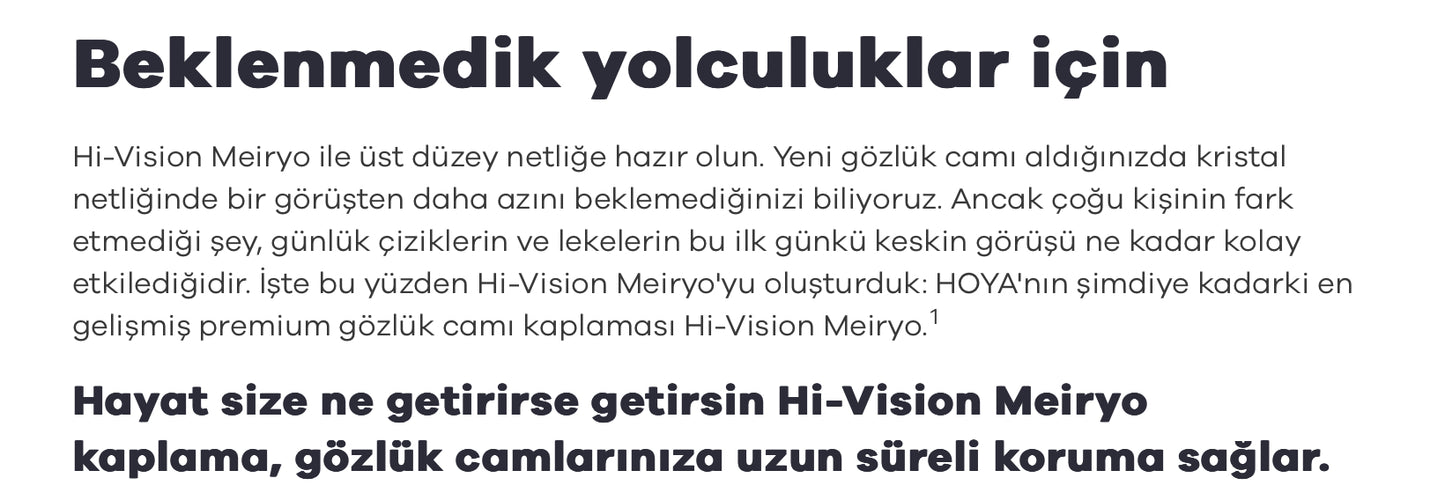 Hoya 1.6 Eyas Hi-Vision Meiryo Stok Cam