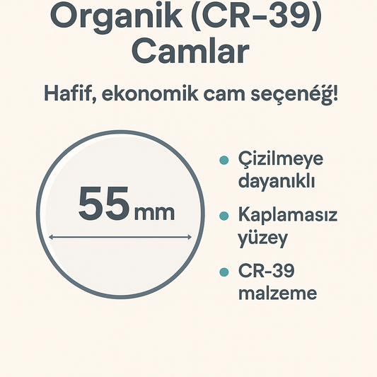 Kaplamasız 55mm Organik Camlar