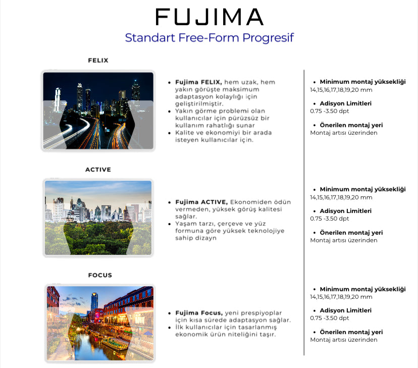 Fujima Standart Free-Form Progresif Camlar
