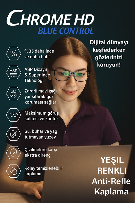 1.56 Chrome HD Blue Control Yeşil Antirefle