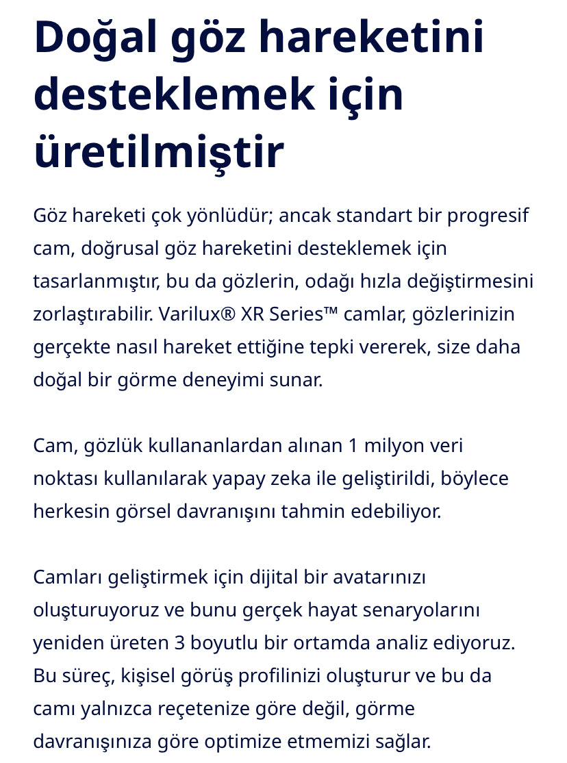 Varilux® XR Serisi™ Progresif Cam