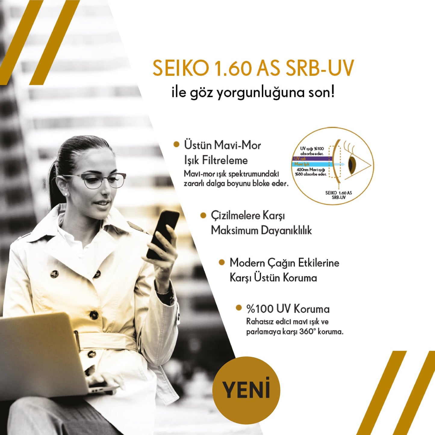 Seiko 1.60 AS SRB-UV Mavi Işık Korumalı Cam