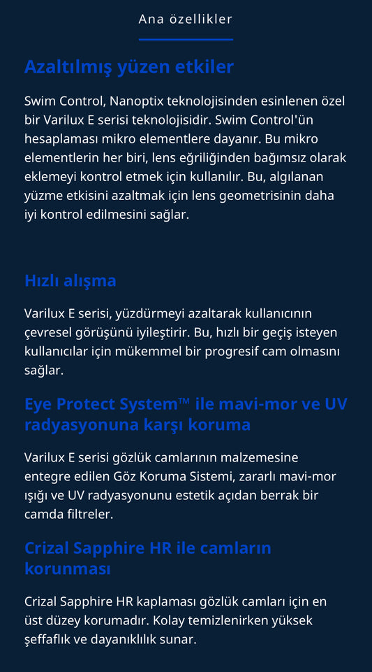 Varilux® E Serisi™ Progresif Cam