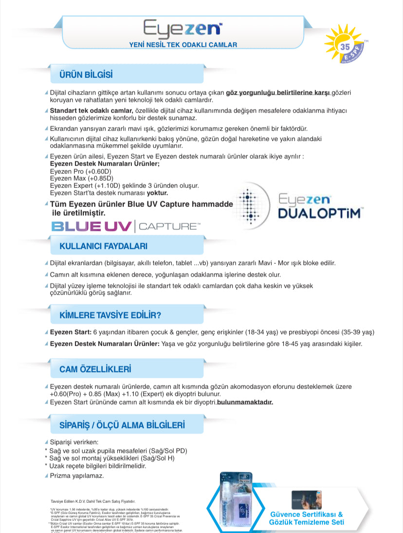 Eyezen+™ Dijital Yorgunluğa Karşı Geliştirilmiş Yeni Nesil Gözlük Camı