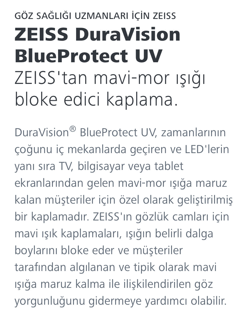Zeiss Tek Odaklı Sferik Özel Üretim Camlar