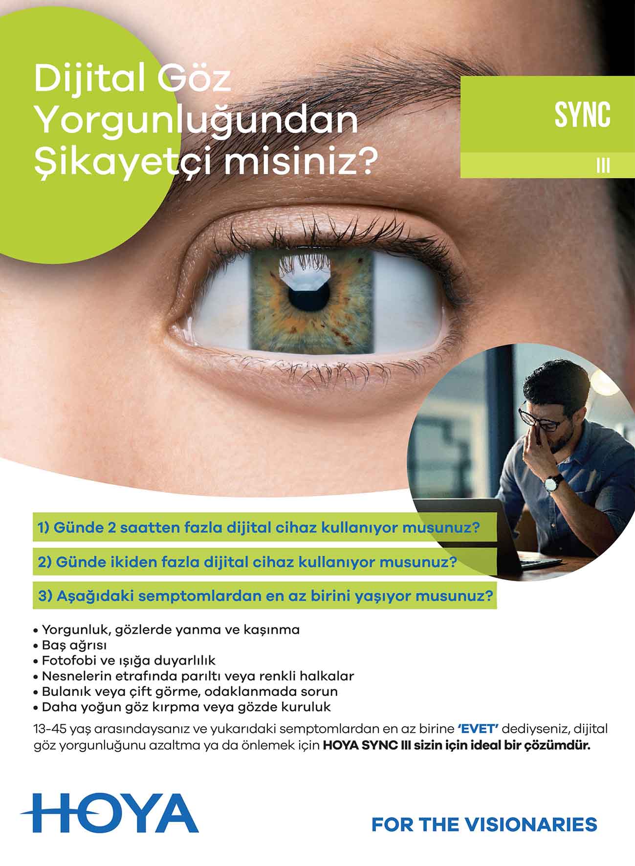 Hoya SYNC 3 Tek Odaklı Dijital Camlar