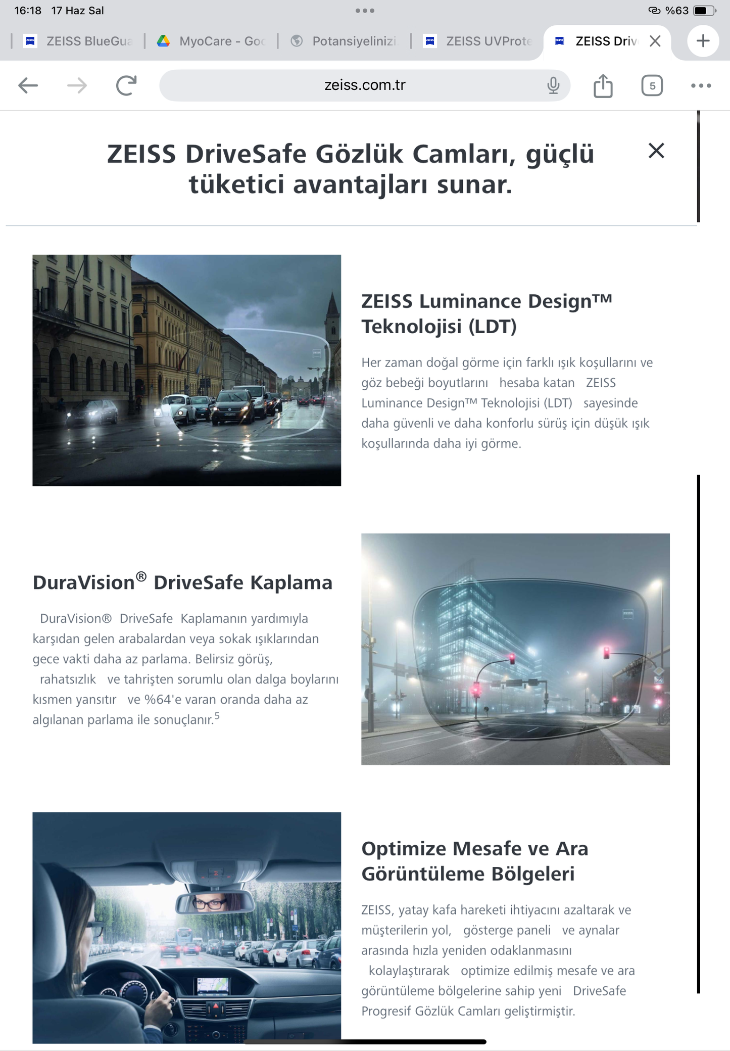 Zeiss DriveSafe Sürücü Camları