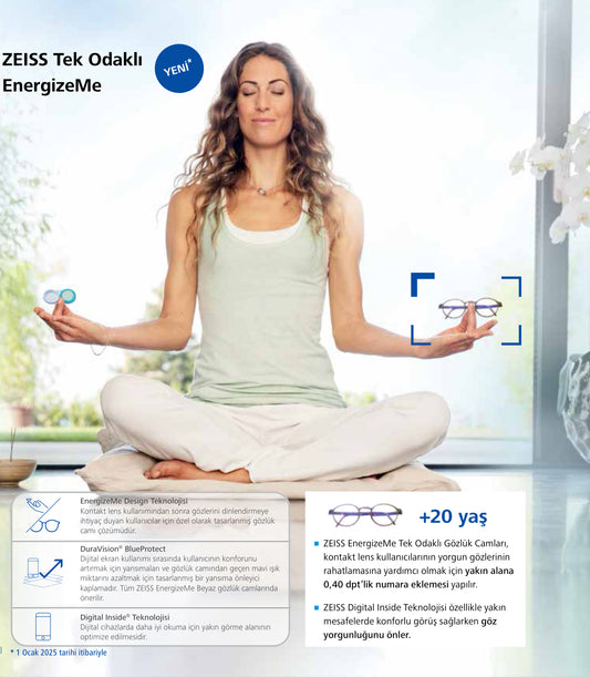 Zeiss EnergizeMe Tek Odaklı Camlar