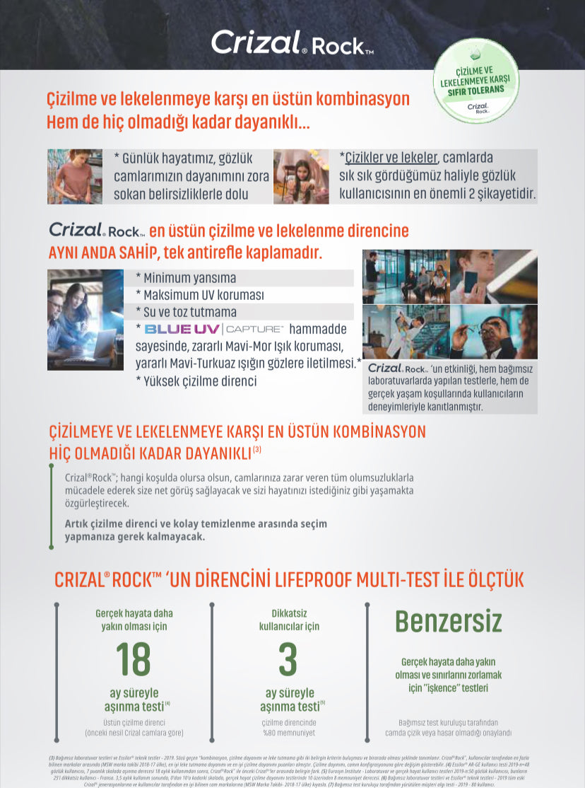 Crizal® Rock Stok Camları