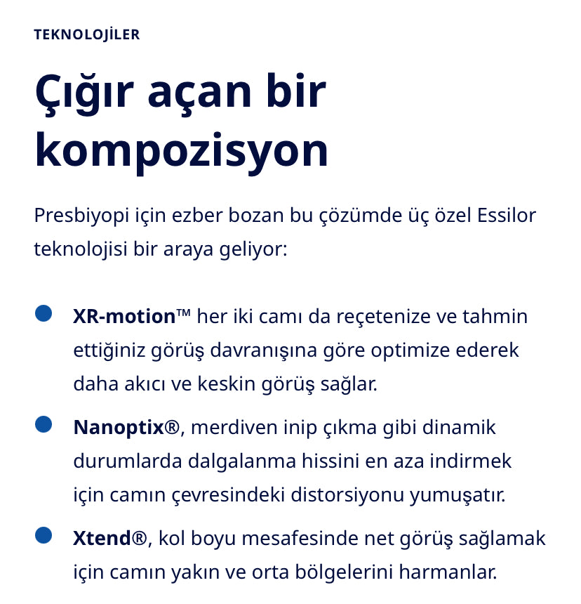 Varilux® XR Serisi™ Progresif Cam