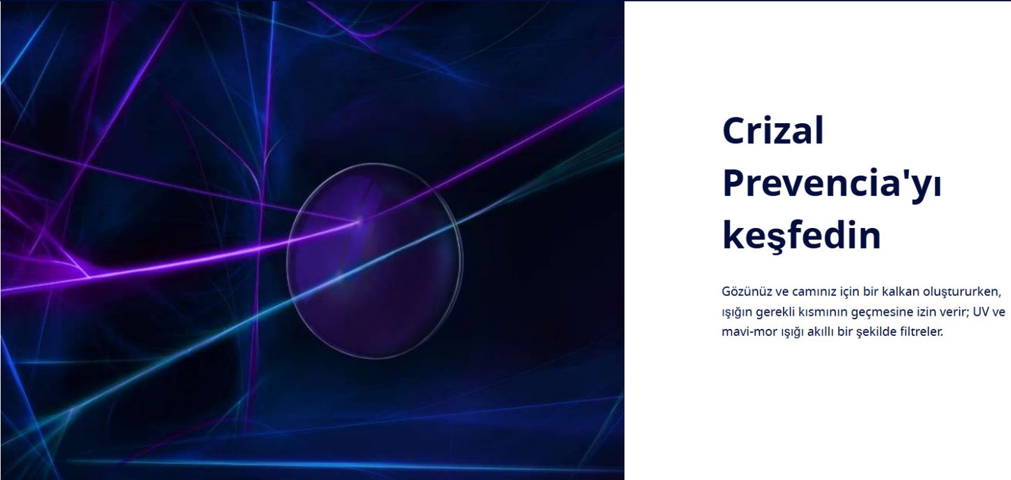 Crizal® Prevencia 1.56 ASP Stok Akıllı Mavi Işık Koruyu Cam