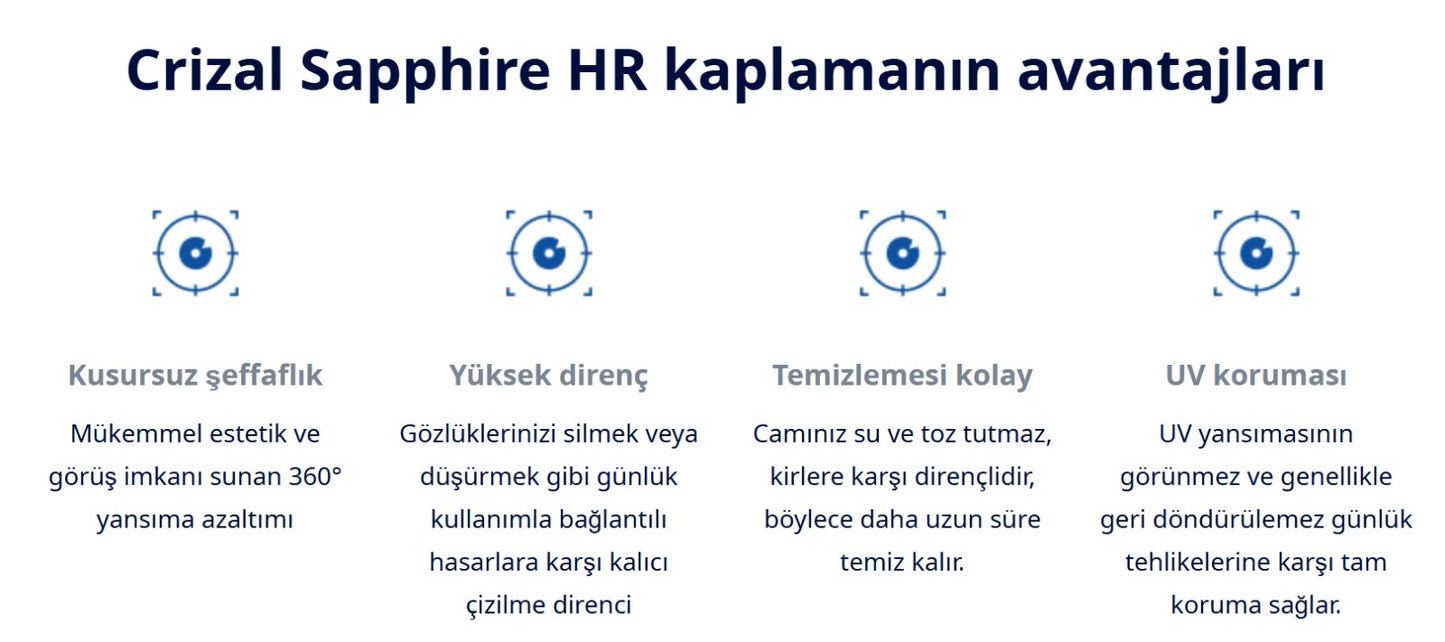 Crizal® Sapphire HR 1.56 Stok Cam